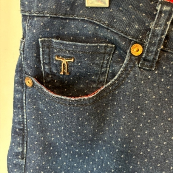 Tristan, Women's Bermuda, Dark Blue Denim, Polka Dot, Jean shorts, SZ 8 - Picture 4 of 7